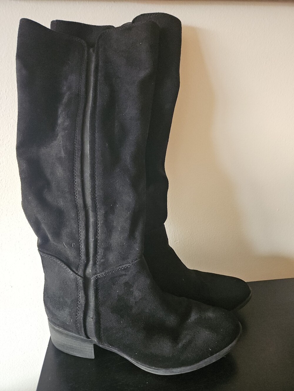 Black Long Boots Suede Size 8.5
